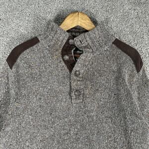Eddie Bauer Sweater Men L Tight Knit Earth Tone Commando Wool Blend Pullover